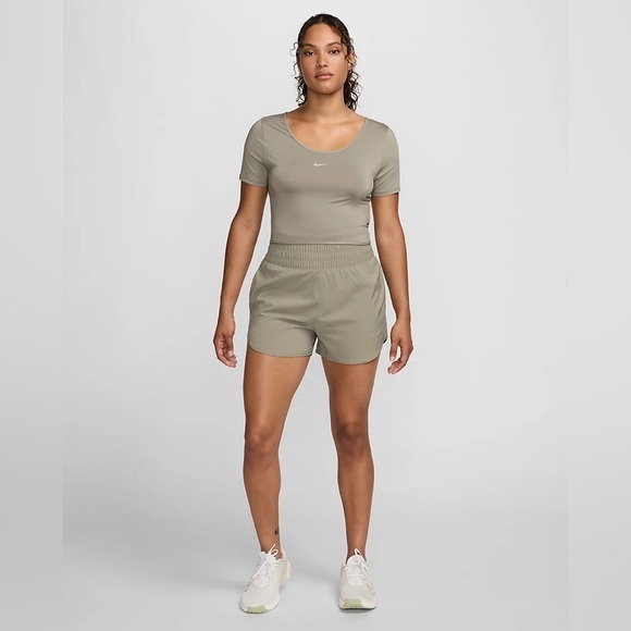 Nike One Dri-FIT Ultra High-Waisted 3" Brief-Lined Shorts in Neutral Olive Small - Picture 2 of 11